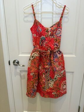 J. Crew Coral Multi-Pattern Midi Sundress